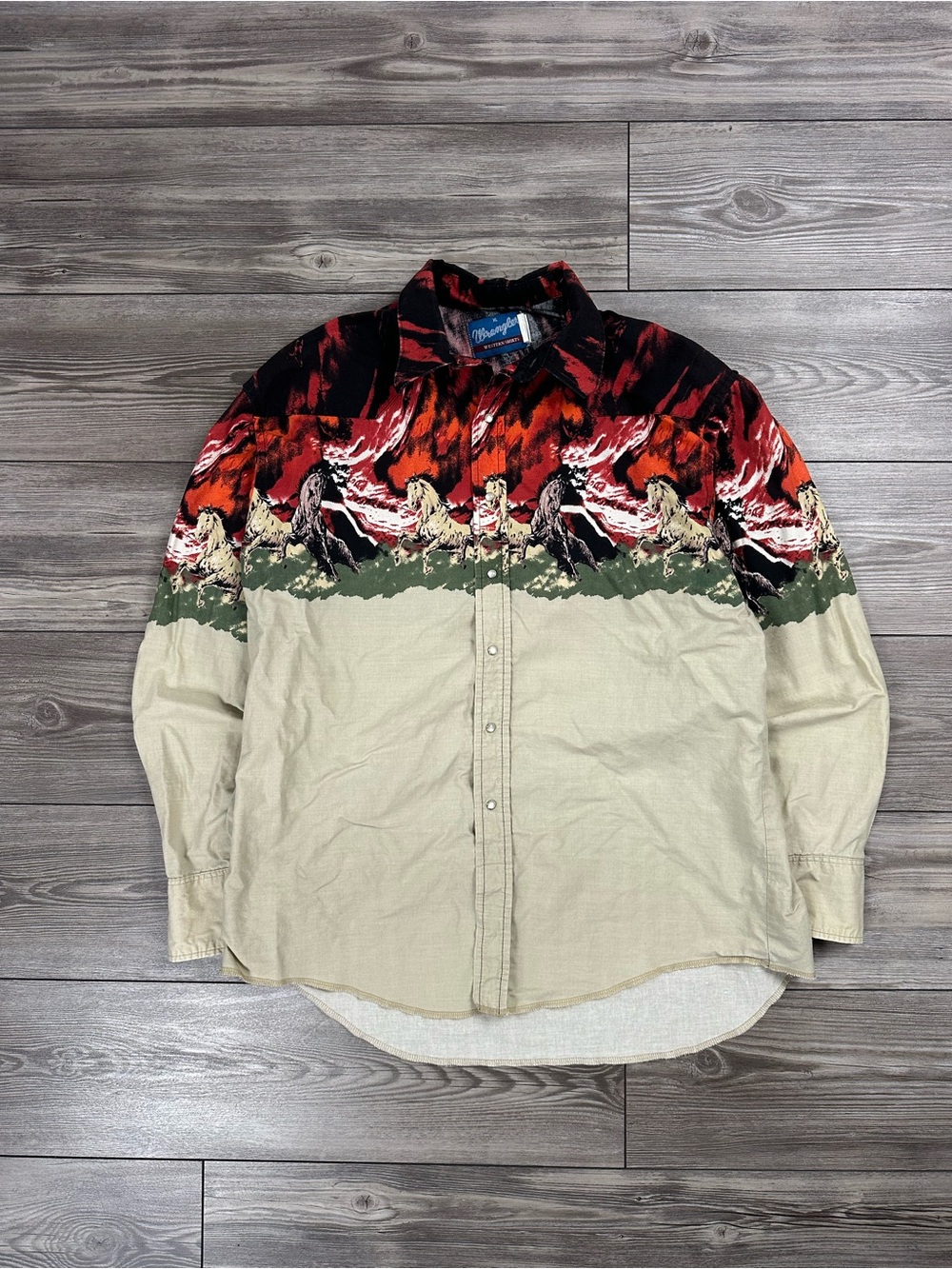 Vintage 90’s Wrangler Western Horses Button Up Shirt